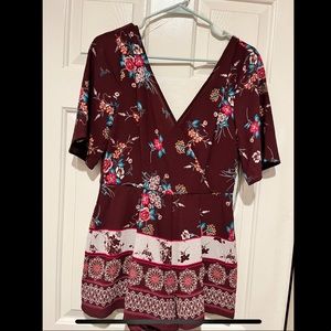 Dress that multiples as romper beautiful maroon with flowers
